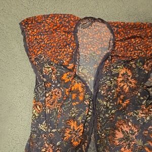 Anthropologie Floral Robe - Orange and Gray